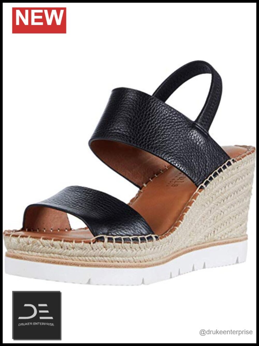 Women's Two Band Espadrille Wedge Sandals with Slingback Ankle Strap